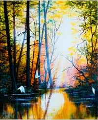 Tablou pictura peisaj "Egrete"