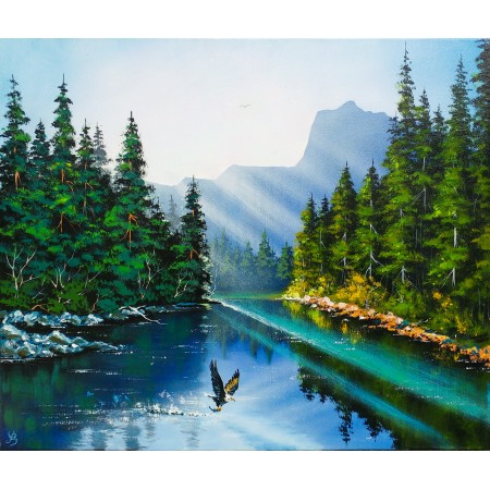 Tablou pictura peisaj montan "Majestic Hunter"