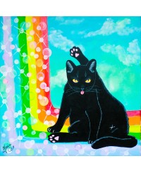 Tablou pictura pisica "La Capatul Curcubeului"