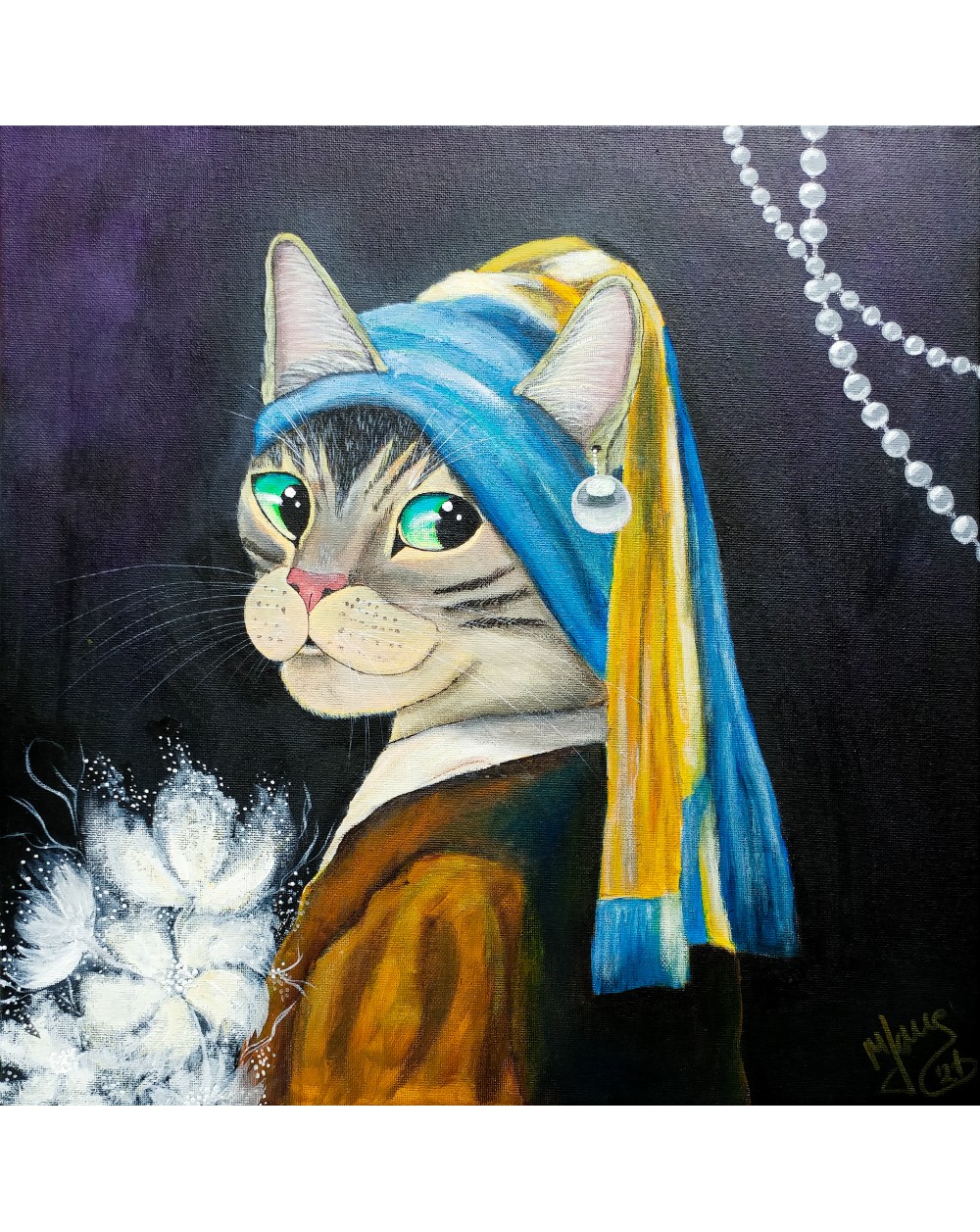 Tablou pictura pisica Vermeer "Perla"