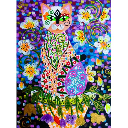 Tablou pictura pisica "Floarea din Ghiveci"