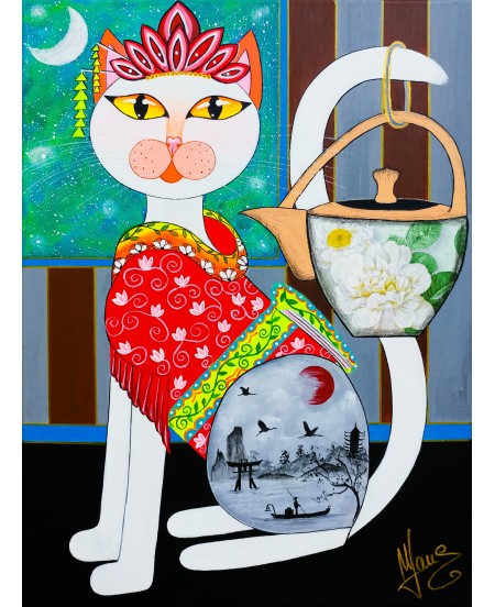 Tablou pictura pisica japoneza "Geiko"