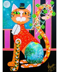 Tablou pictura pisica norocoasa "Cosarul"